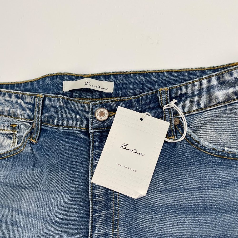 NWT Kancan Gainesville High Rise Folded Hem Skinny Distressed Jeans Womens 28 - Picture 4 of 11